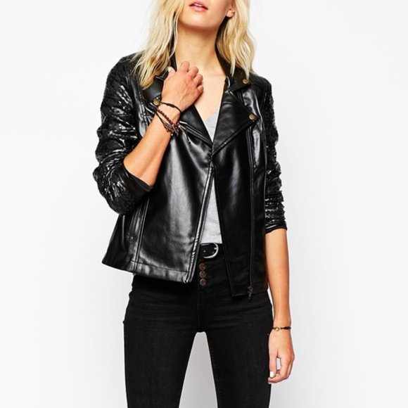 HOUSE OF HARLOW VEGAN LEATHER LASER CUT JACKET - Picture 5 of 5